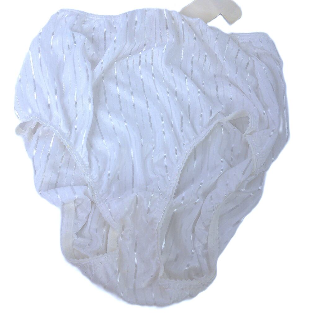 Vintage Warner's Bright Stripes White Silky High Cut Panties 55132 Size 7 New